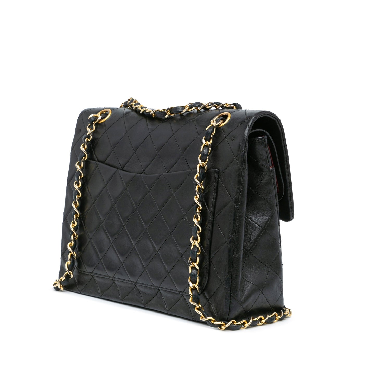 Black Chanel Medium Tall Classic Lambskin Double Flap Shoulder Bag