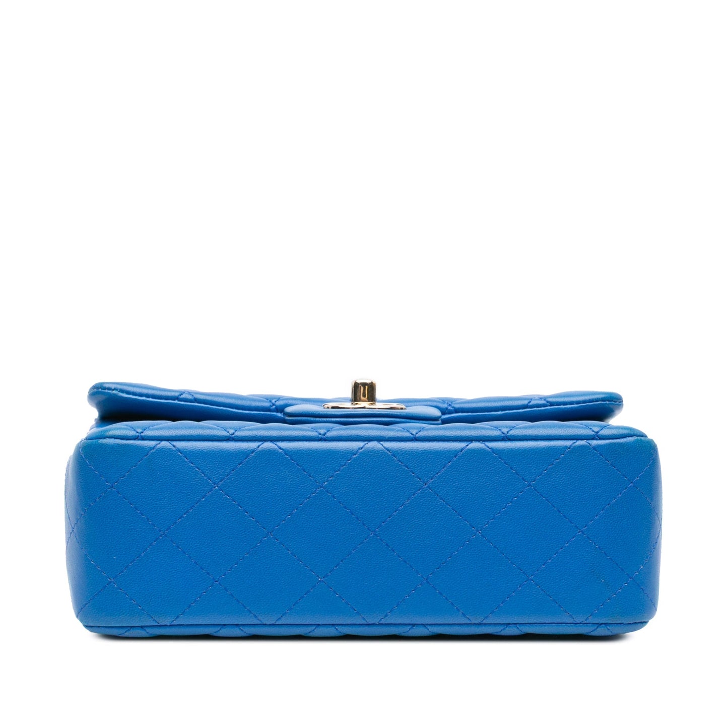 Blue Chanel Mini Rectangular Classic Lambskin Single Flap Crossbody Bag