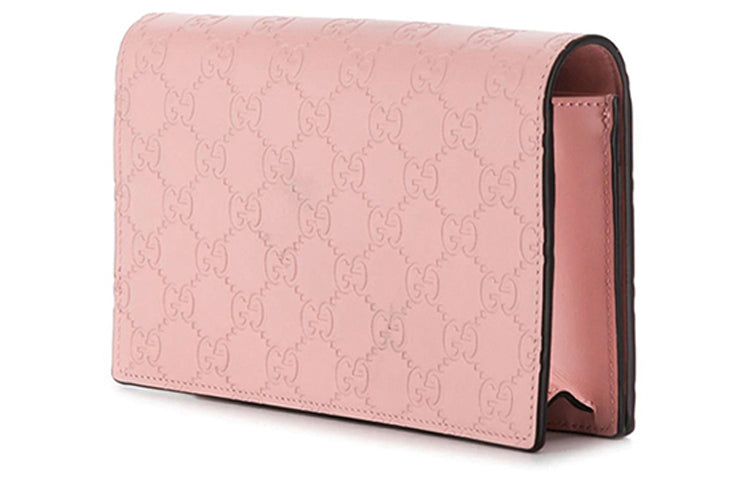 (WMNS) Gucci Metallic Logo Embossing Leather Chain Shoulder Messenger Bag Pink 548060-0G6FT-5877