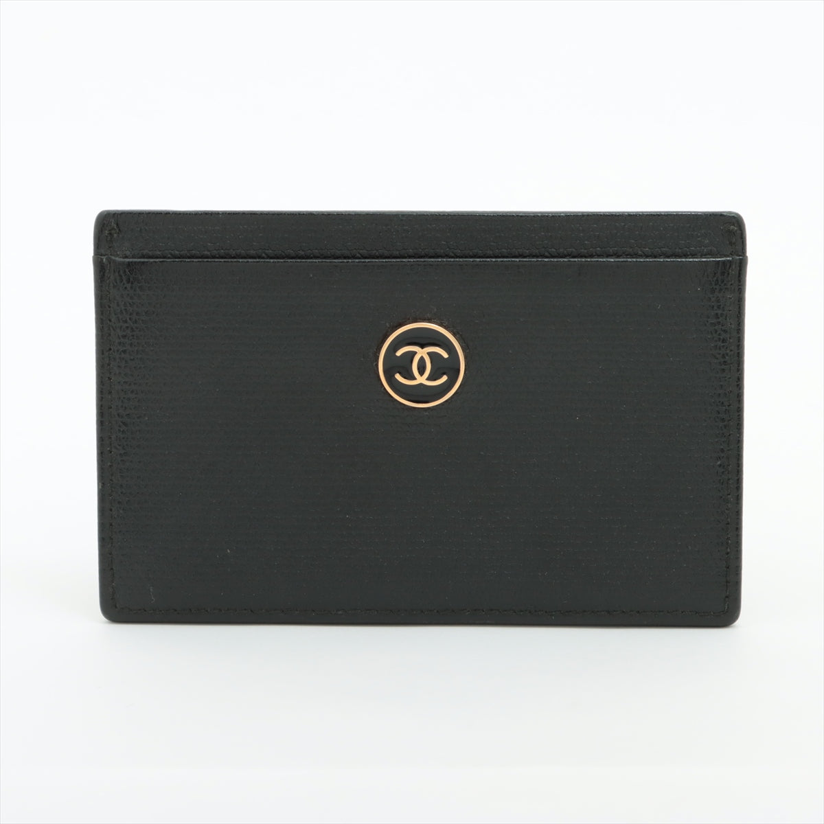 Chanel Coco Button Caviar Leather Card Case Black