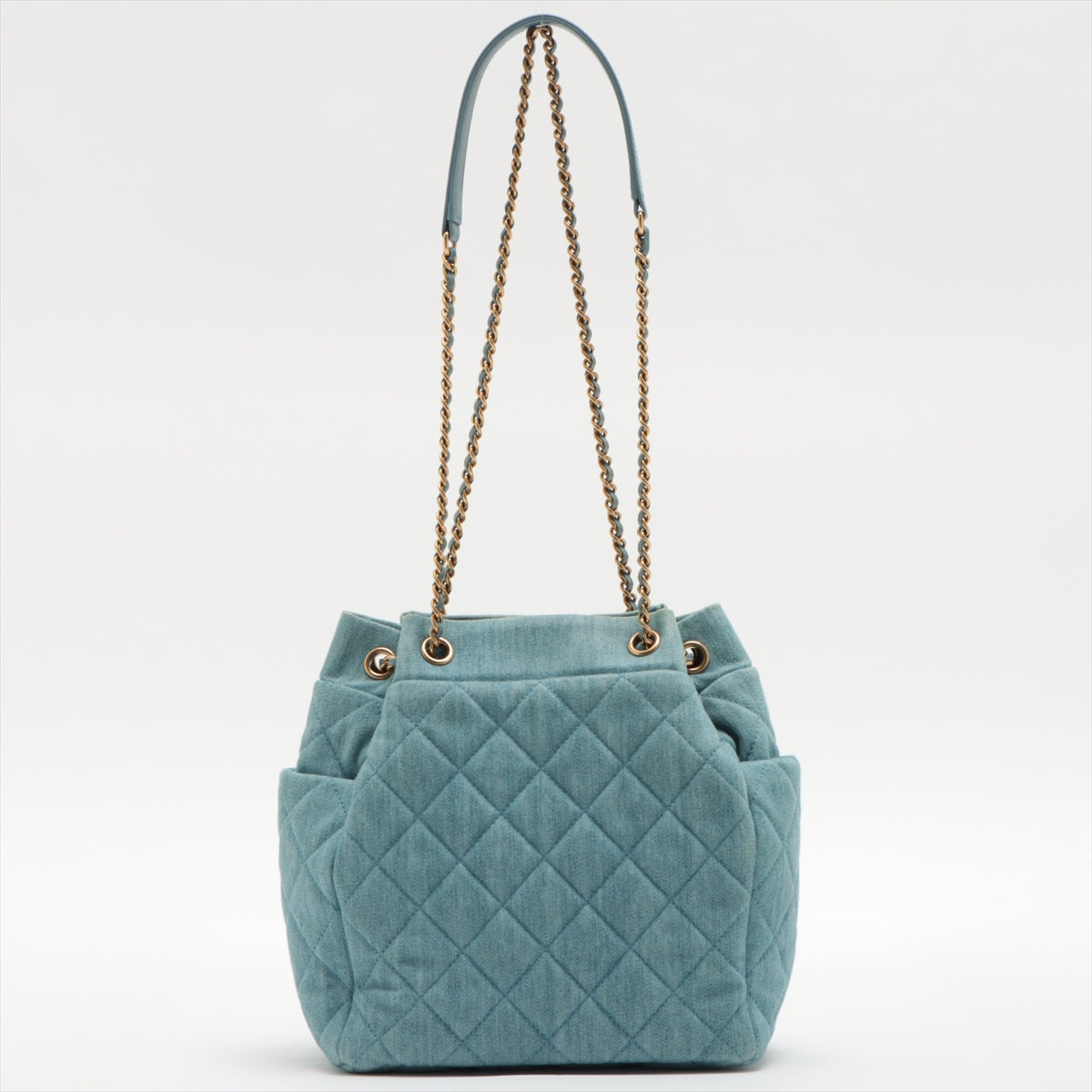 Chanel Matelasse Light Blue Denim Drawstring Bag