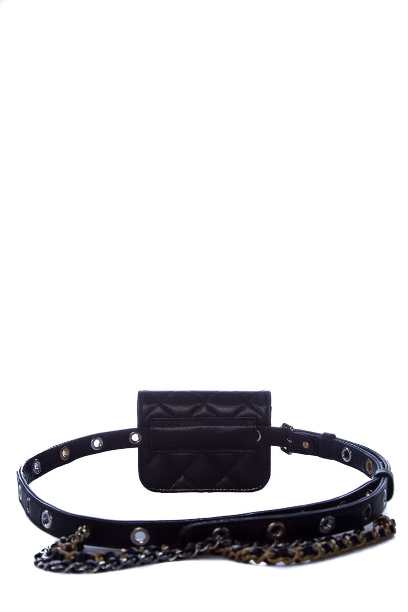 Chanel Black Mini Lambskin Flap Two Toned Hardware Belt Bag