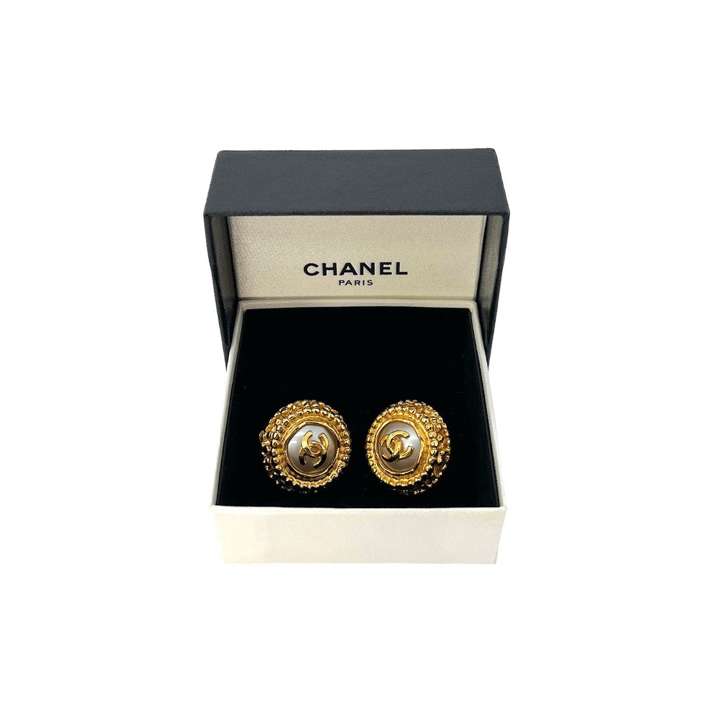 Chanel Vintage CC Faux Pearl Clip-On Earrings