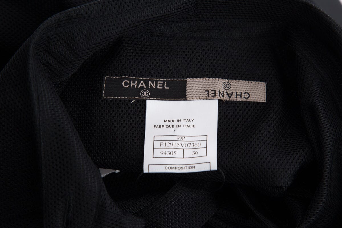 Chanel Black Button Up Net/Mesh Long Sleeve Blouse SZ 36