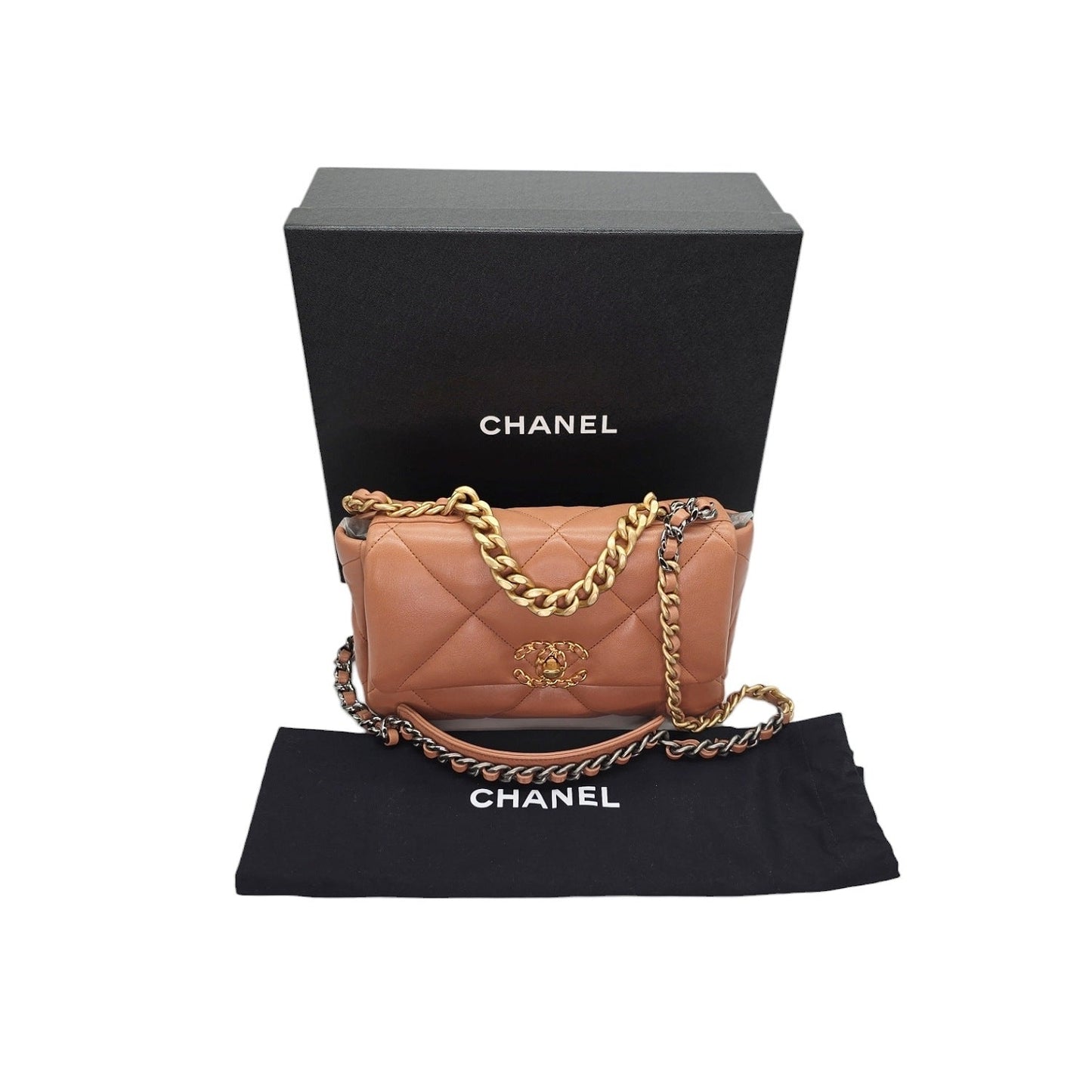 Chanel 19 Lambskin Quilted Medium Flap Bag Caramel