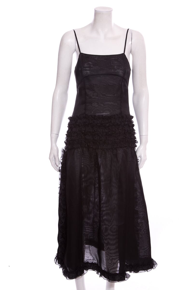 Chanel Black Ruffle Organza Dress SZ 38