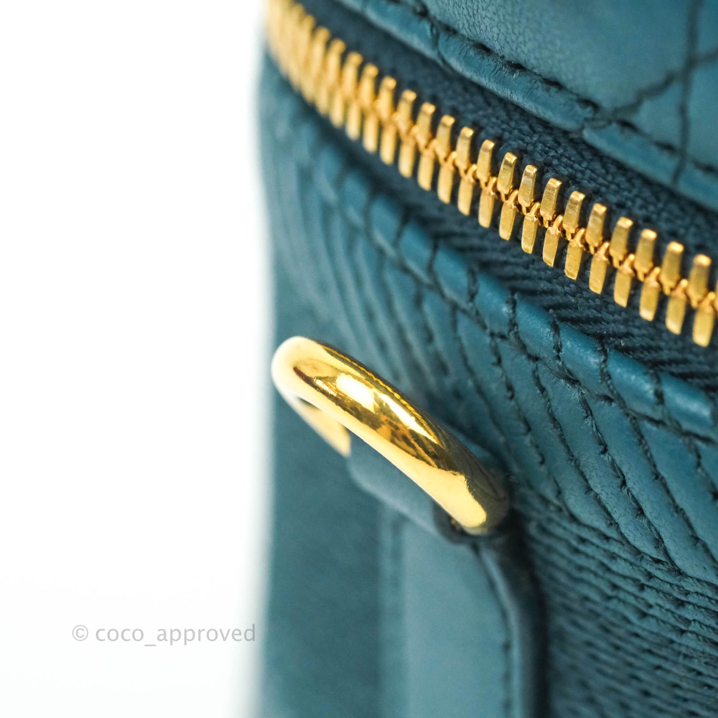 Christian Dior Lambskin Cannage Small Diortravel Vanity Case Deep Ocean