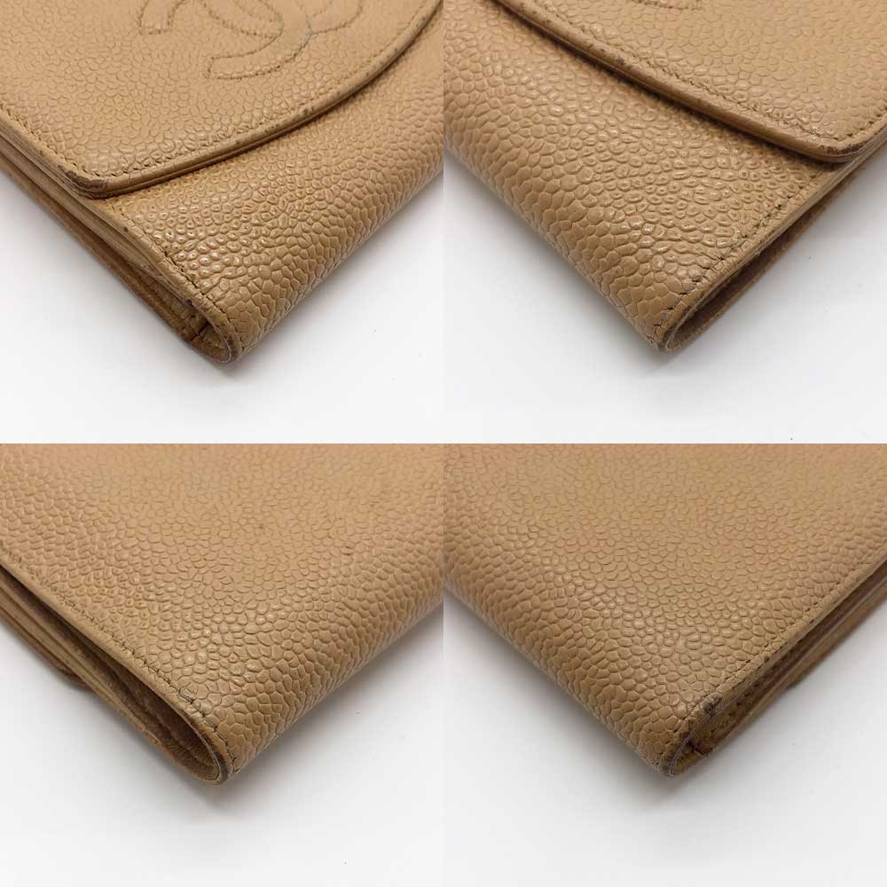 Chanel Caviar Skin Bifold Wallet Beige