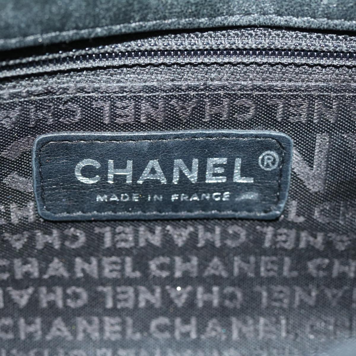 CHANEL Lip Chain Turn Lock Shoulder Bag Satin Black CC 30892