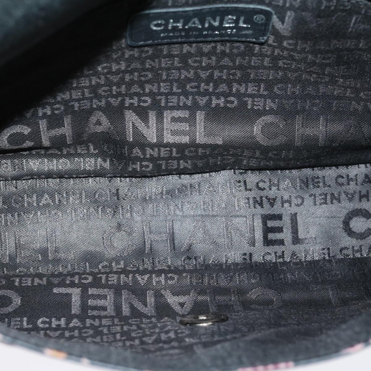 CHANEL Lip Chain Turn Lock Shoulder Bag Satin Black CC 30892