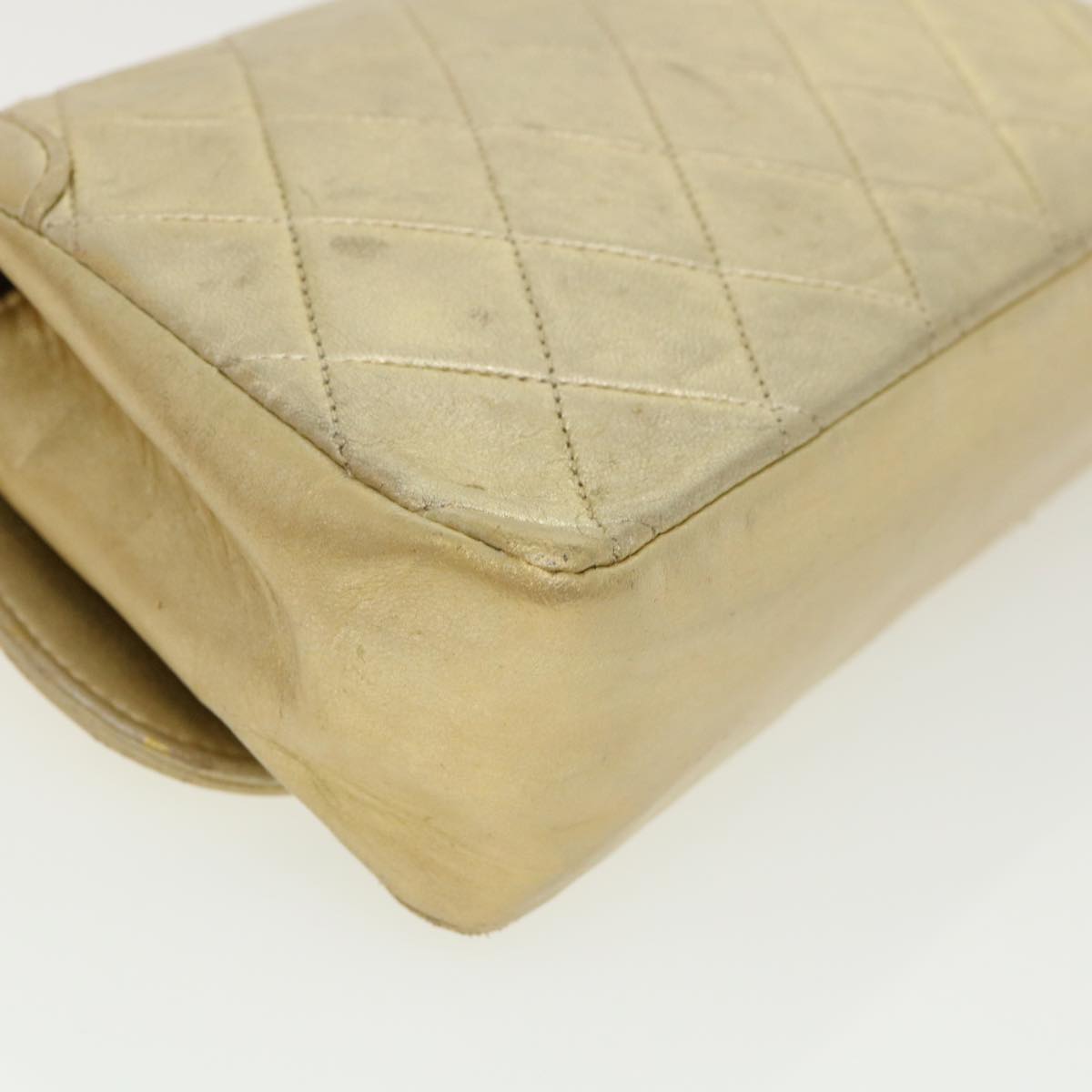 CHANEL Matelasse Turn Lock Chain Shoulder Bag Lamb Skin Gold CC 31382A