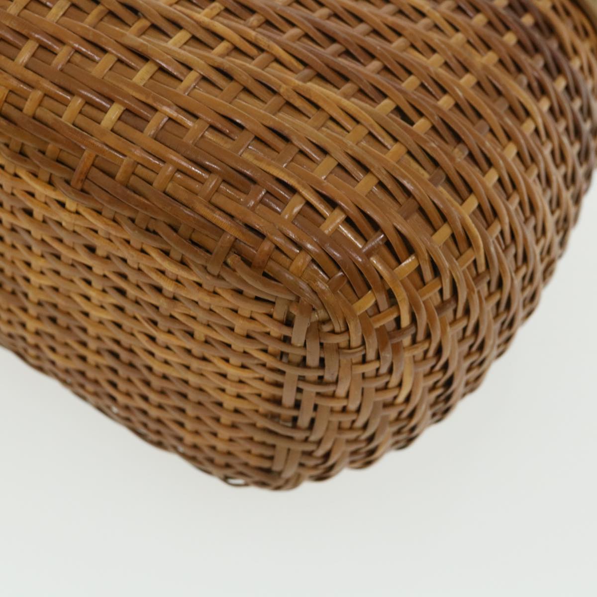 CHANEL Basket Chain Shoulder Bag Leather rattan Brown CC 31896S