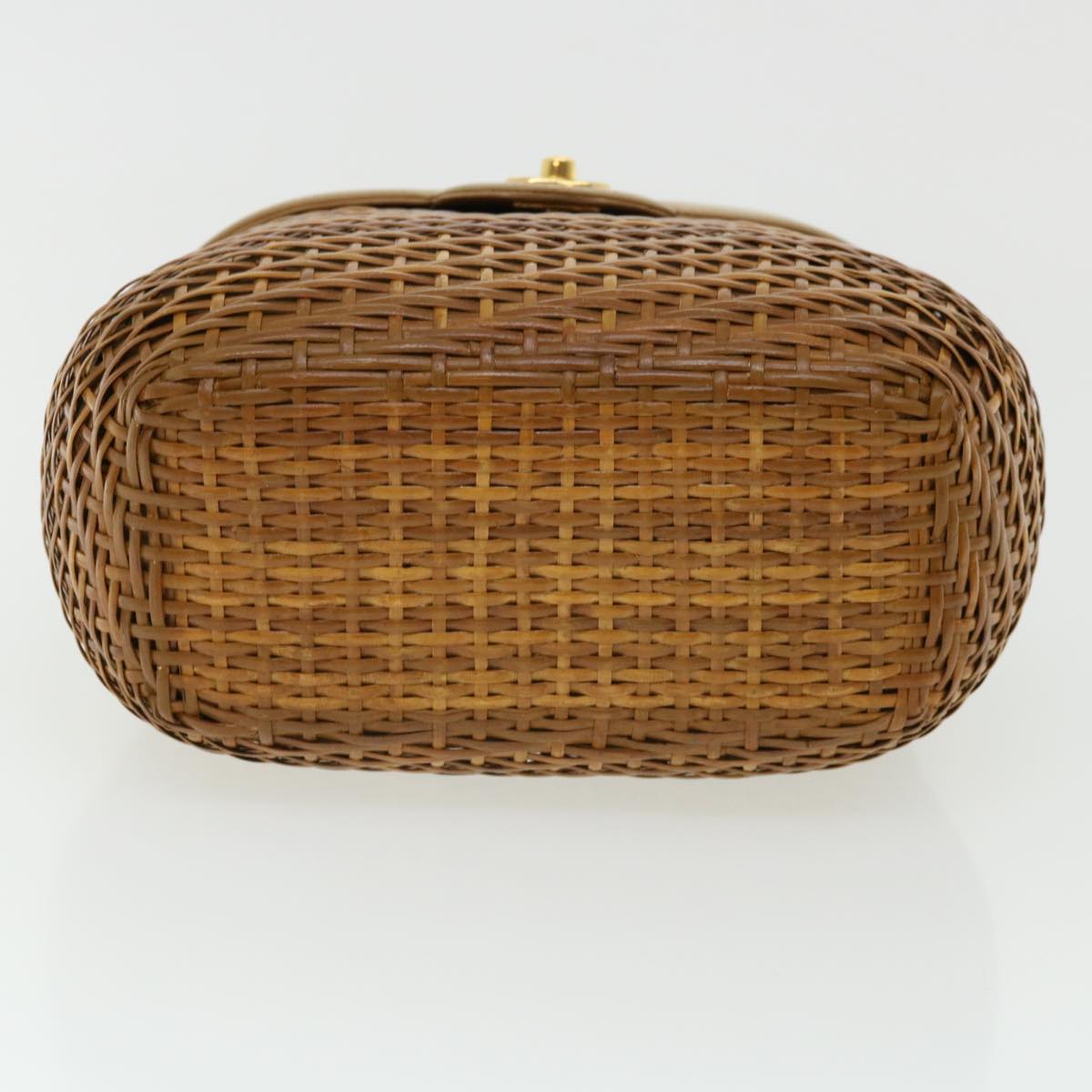 CHANEL Basket Chain Shoulder Bag Leather rattan Brown CC 31896S
