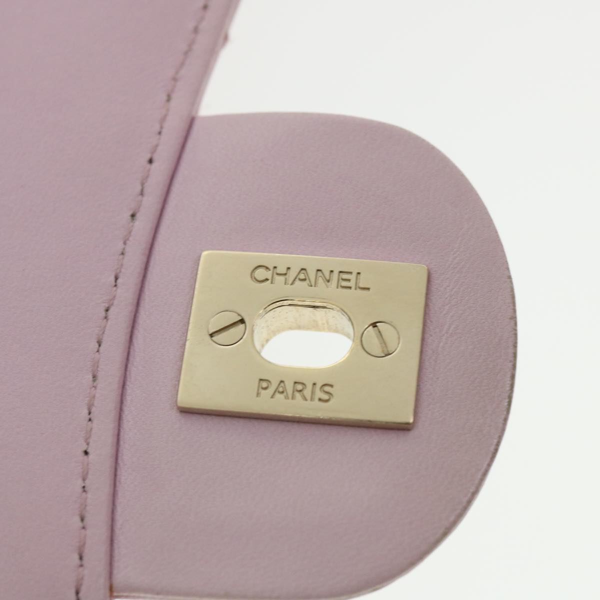 CHANEL Matelasse Turn Lock Chain Shoulder Bag Lamb Skin Pink CC 32151A