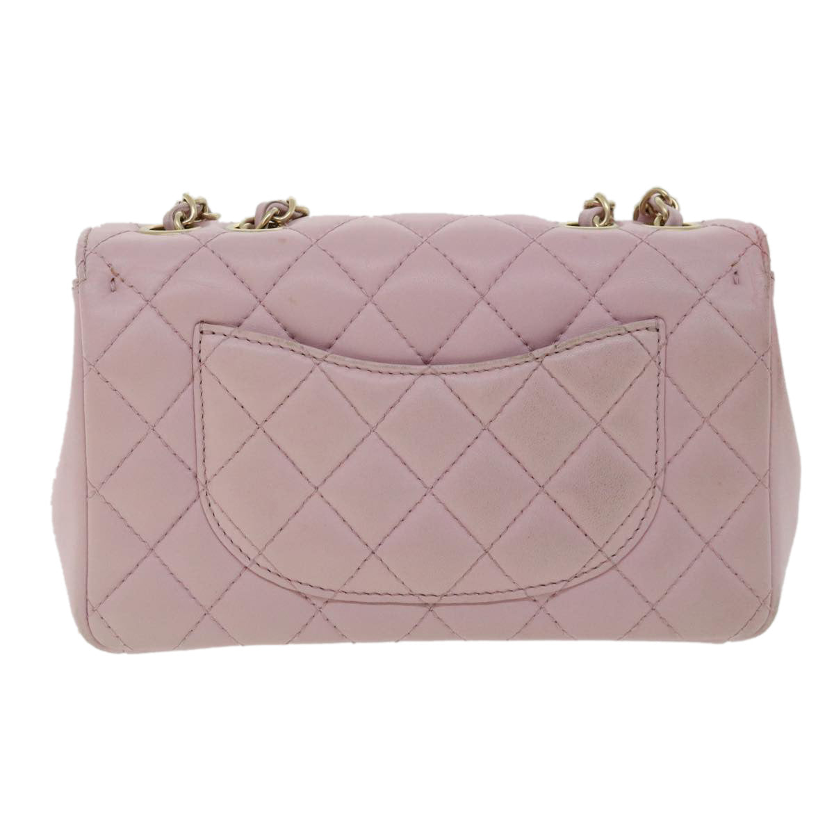 CHANEL Matelasse Turn Lock Chain Shoulder Bag Lamb Skin Pink CC 32151A