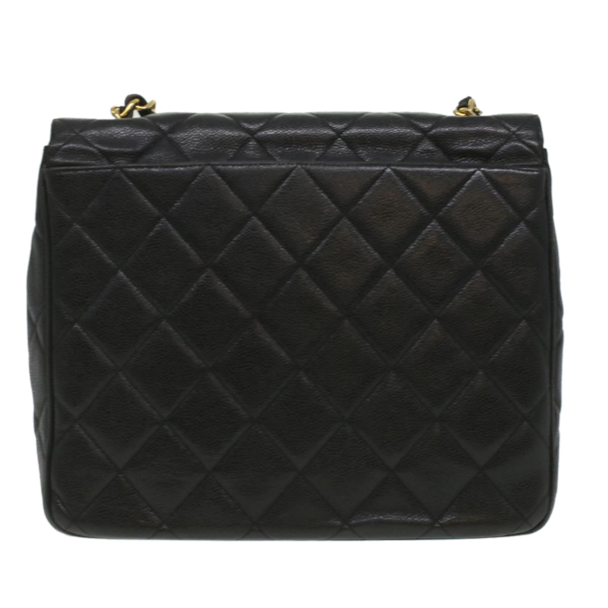 CHANEL Big Matelasse Turn Lock Shoulder Bag Caviar Skin Black CC 32155A