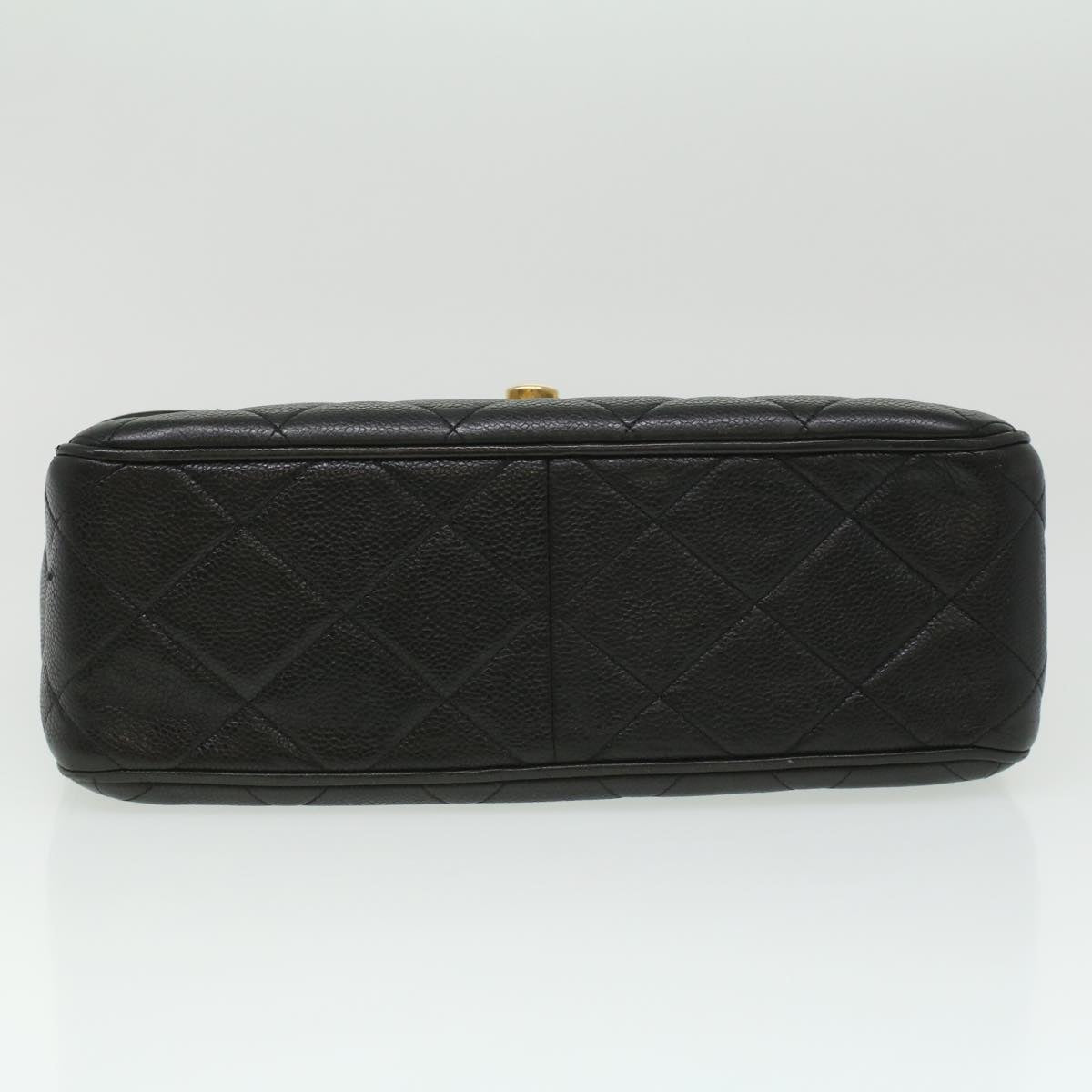 CHANEL Big Matelasse Turn Lock Shoulder Bag Caviar Skin Black CC 32155A