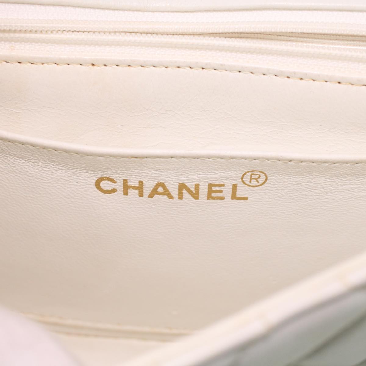 CHANEL Matelasse Turn Lock Shoulder Bag Lamb Skin Brown White CC 32160A
