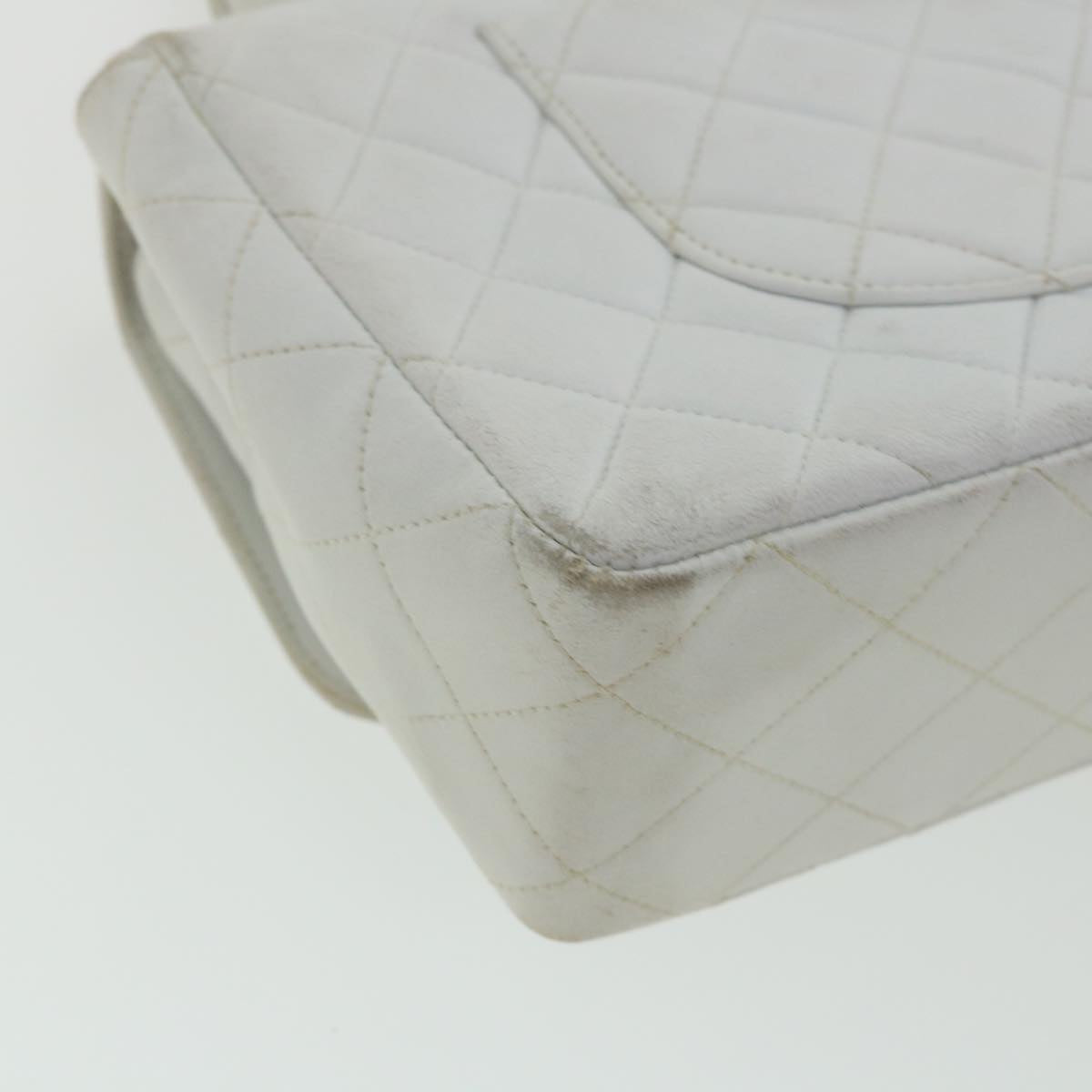CHANEL Matelasse Pair Shoulder Bag Lamb Skin White CC 32416A