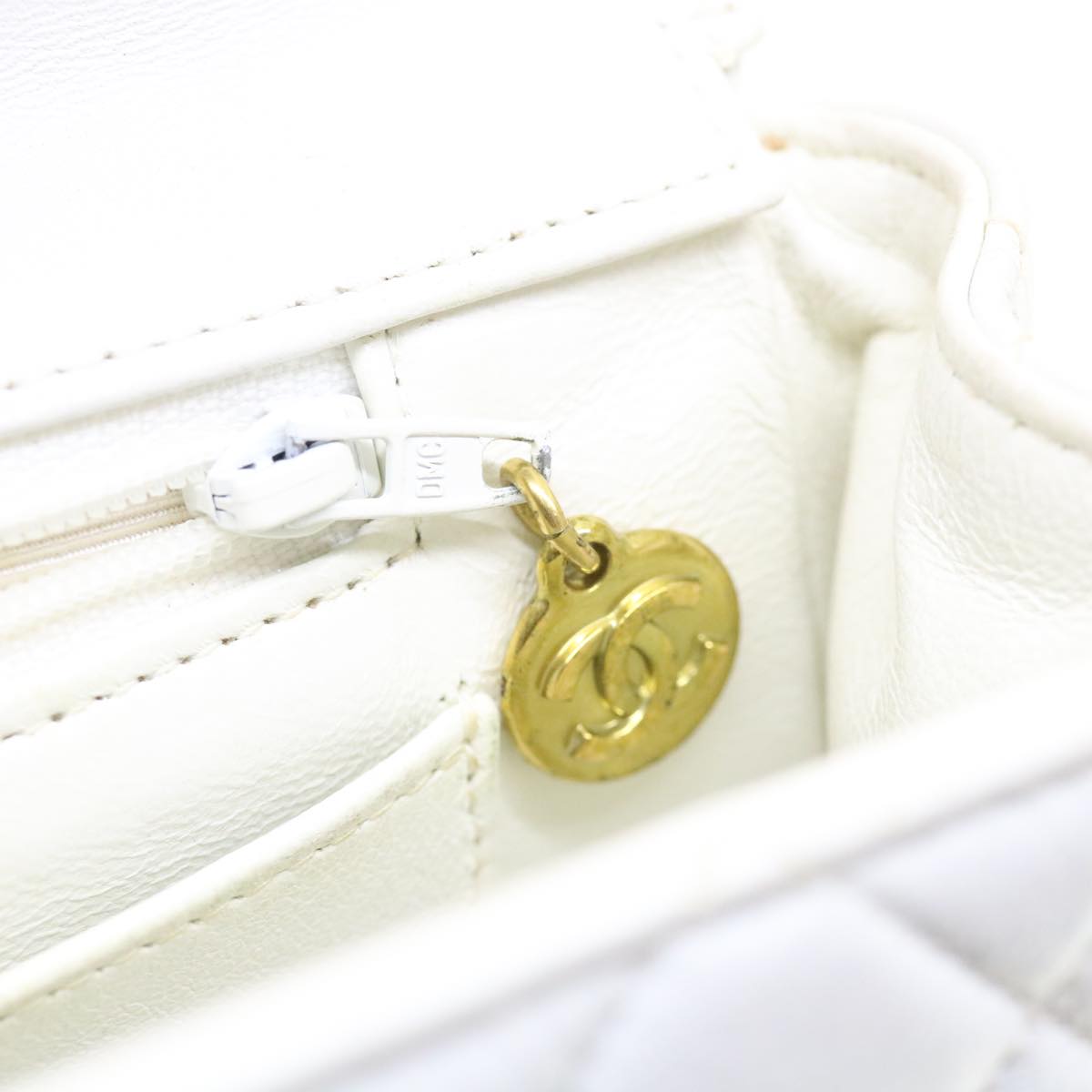 CHANEL Matelasse Pair Shoulder Bag Lamb Skin White CC 32416A