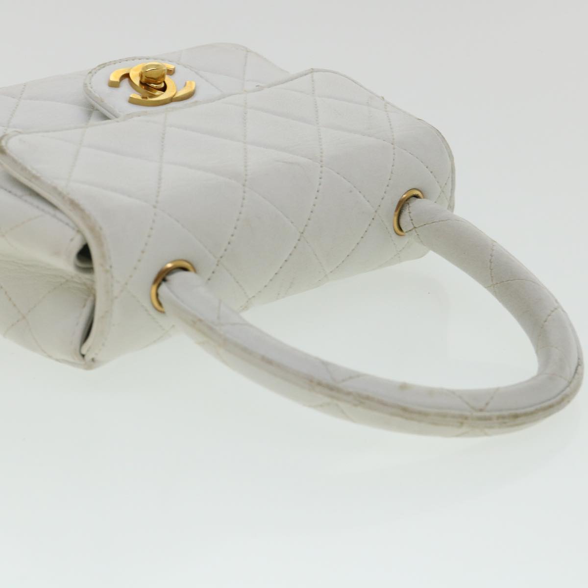 CHANEL Matelasse Pair Shoulder Bag Lamb Skin White CC 32416A