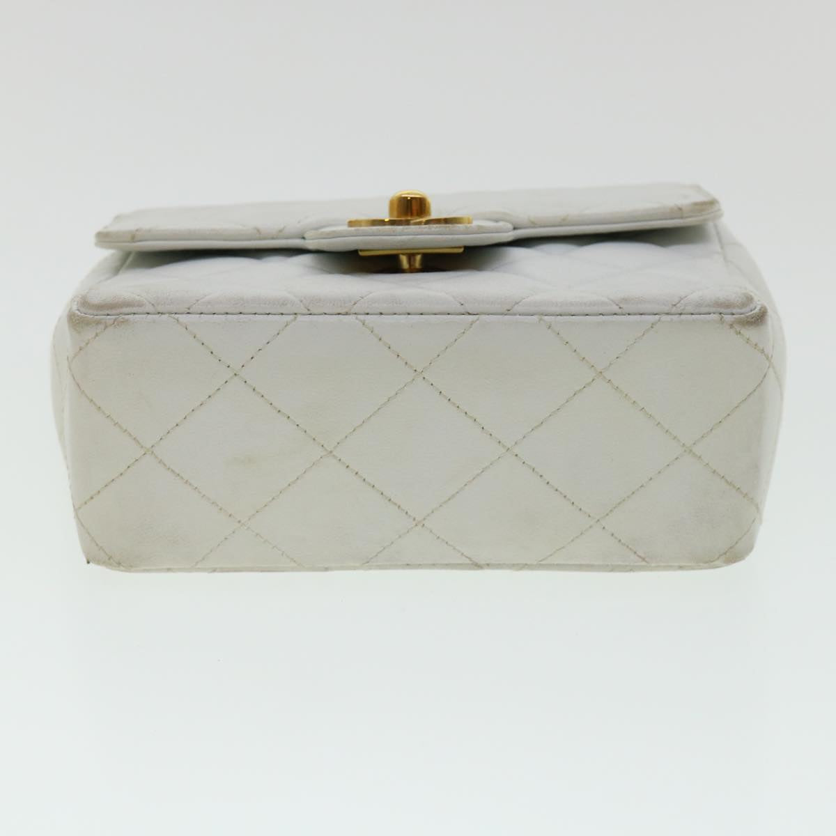 CHANEL Matelasse Pair Shoulder Bag Lamb Skin White CC 32416A