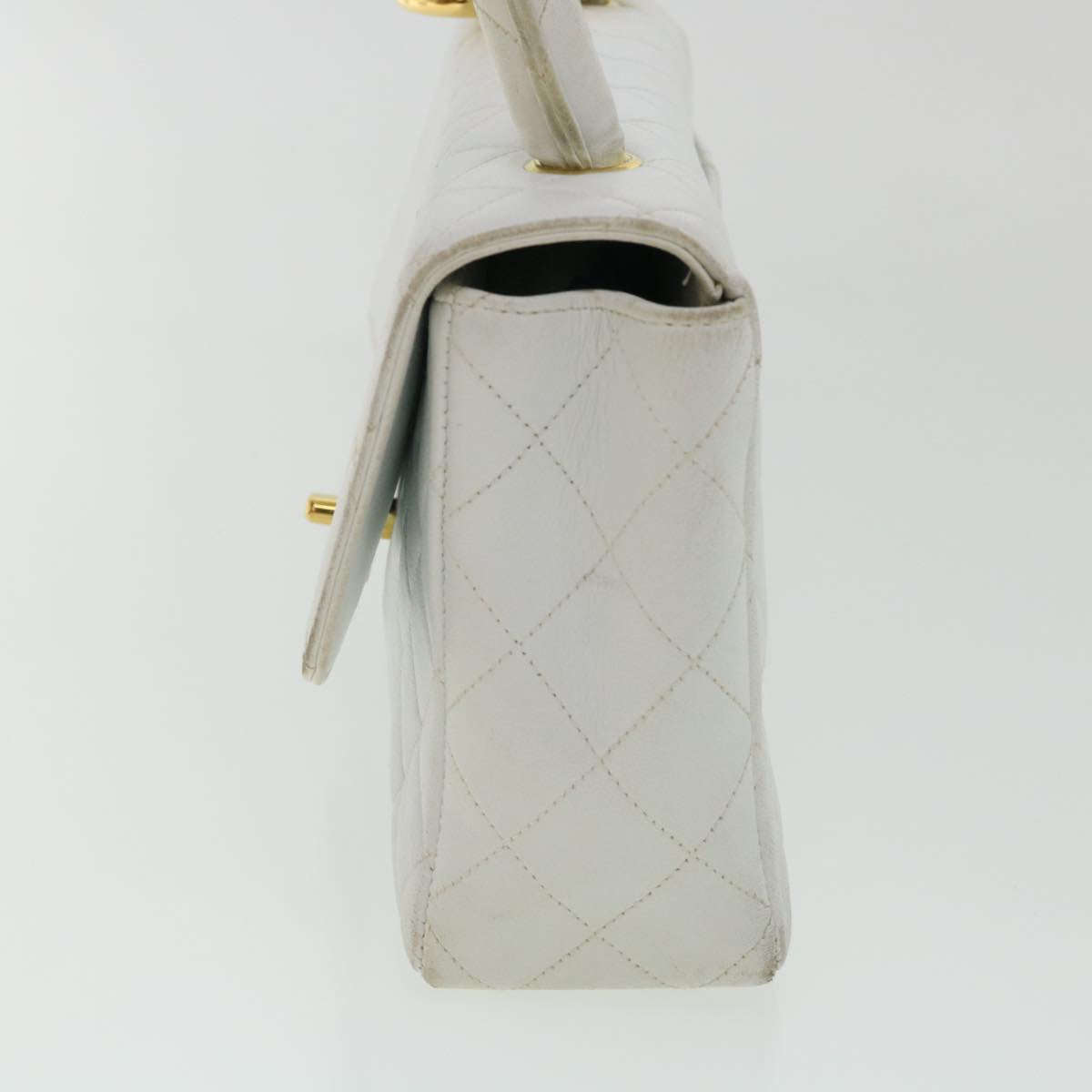 CHANEL Matelasse Pair Shoulder Bag Lamb Skin White CC 32416A