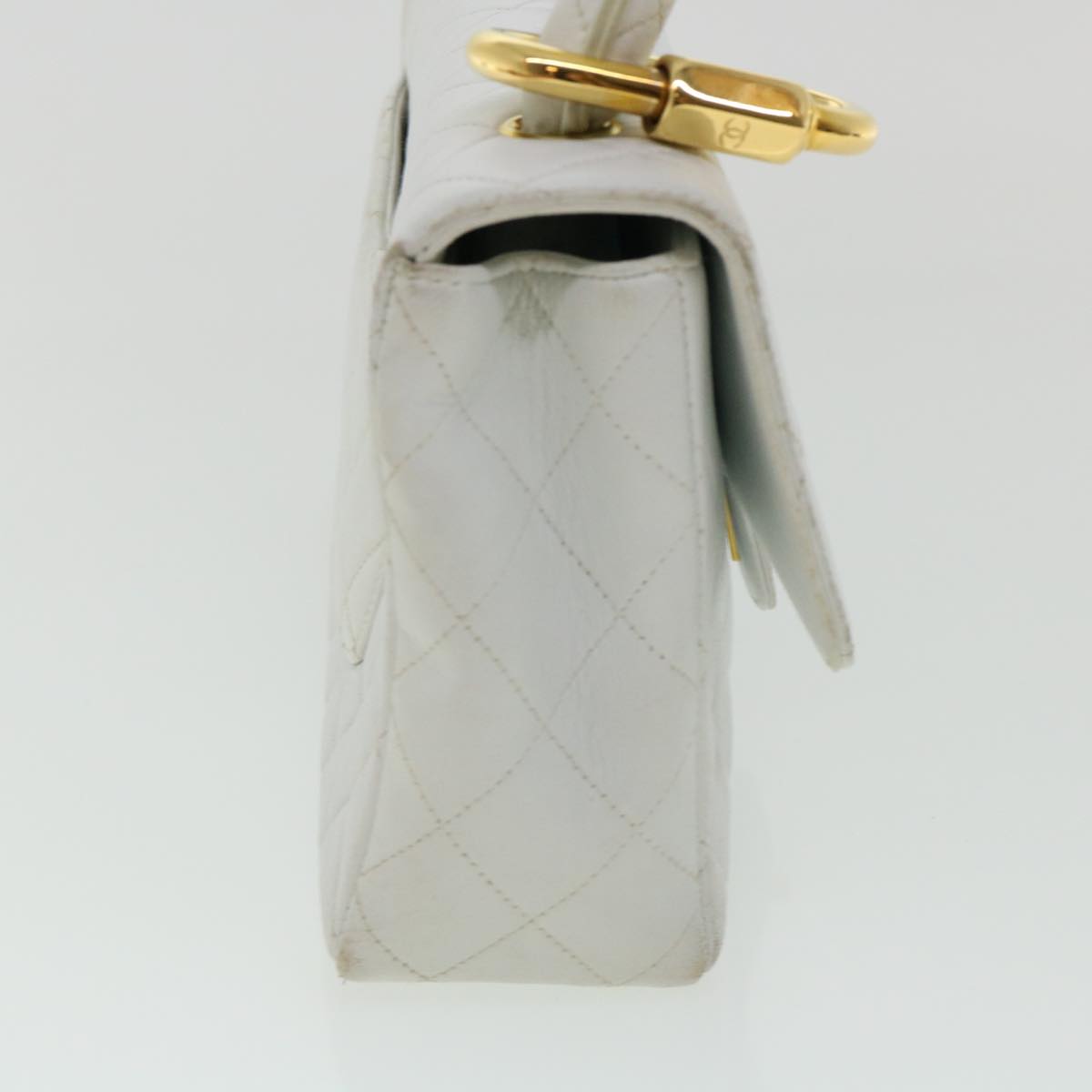 CHANEL Matelasse Pair Shoulder Bag Lamb Skin White CC 32416A