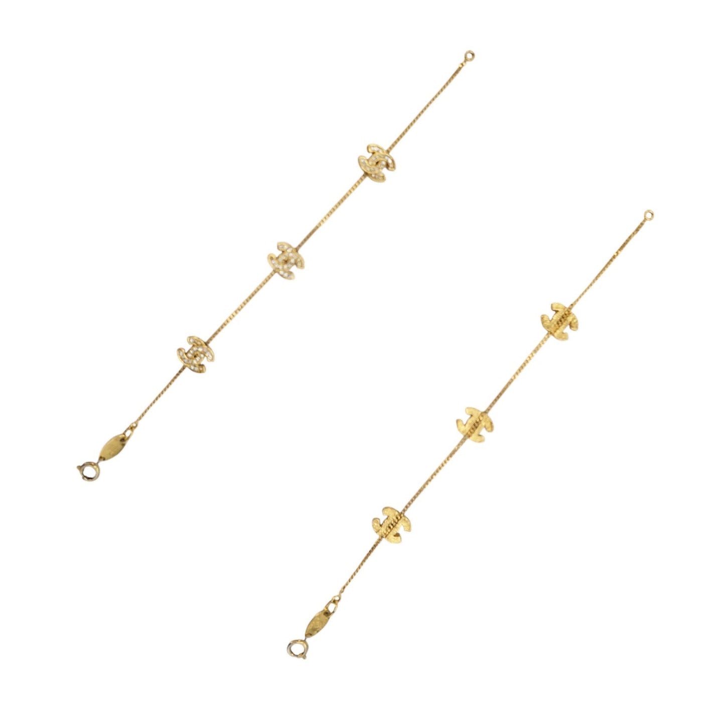 CHANEL Vintage 1982 Coco Mark CC Rhinestone Station Bracelet