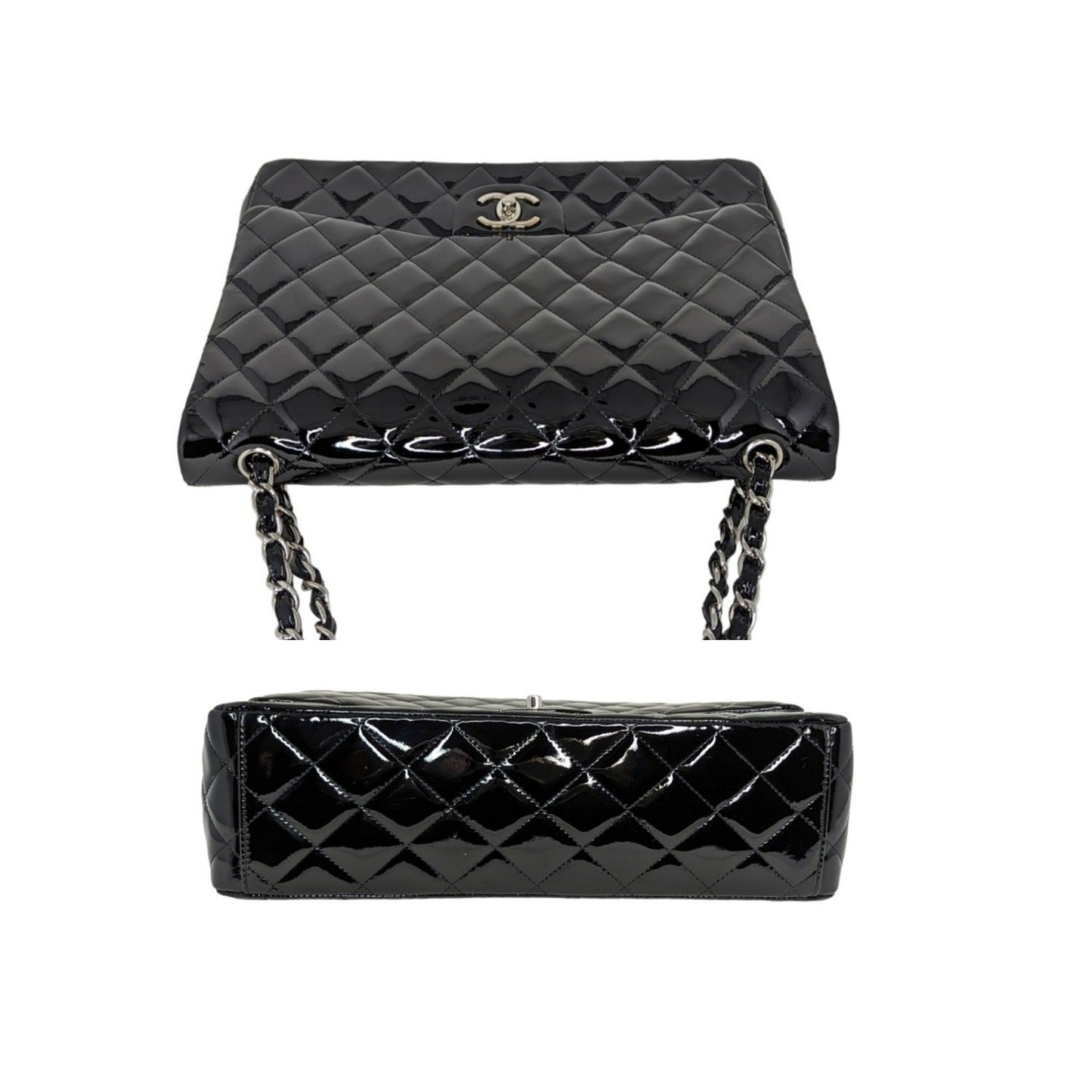 Chanel Patent Quilted Maxi Classic Double Flap Black
