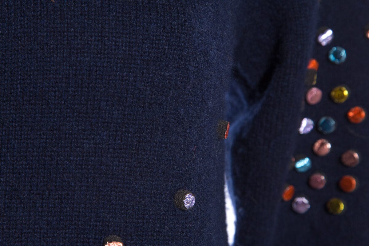 Chanel Navy Confetti Cashmere Navy SZ 34