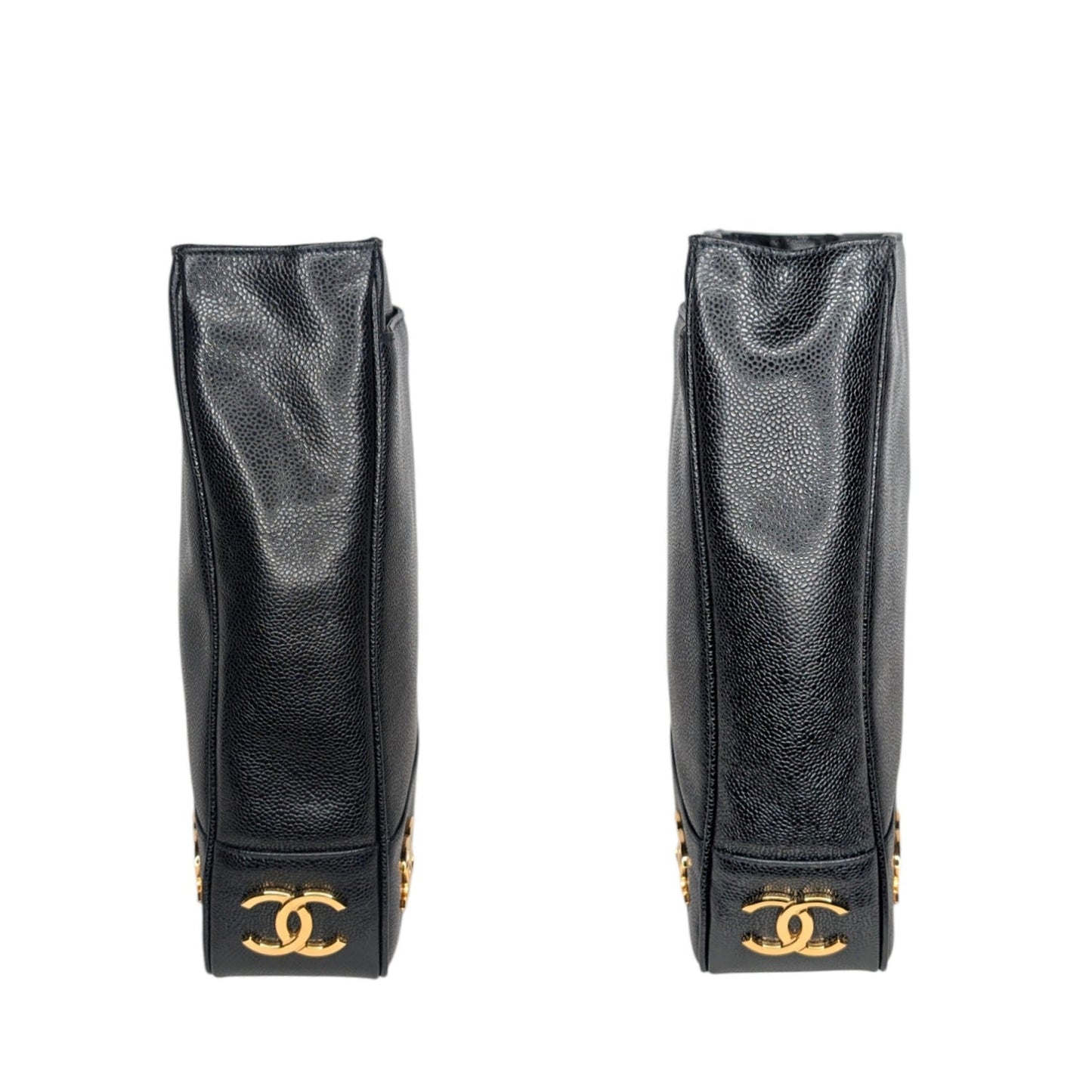 Chanel 90s Black Caviar Triple CC Shopping Tote