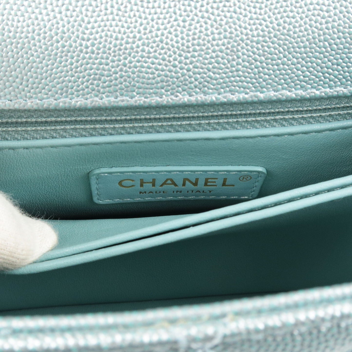 CHANEL Matrasse Caviar Skin COCO Handle 2Way Bag Light Blue A92990