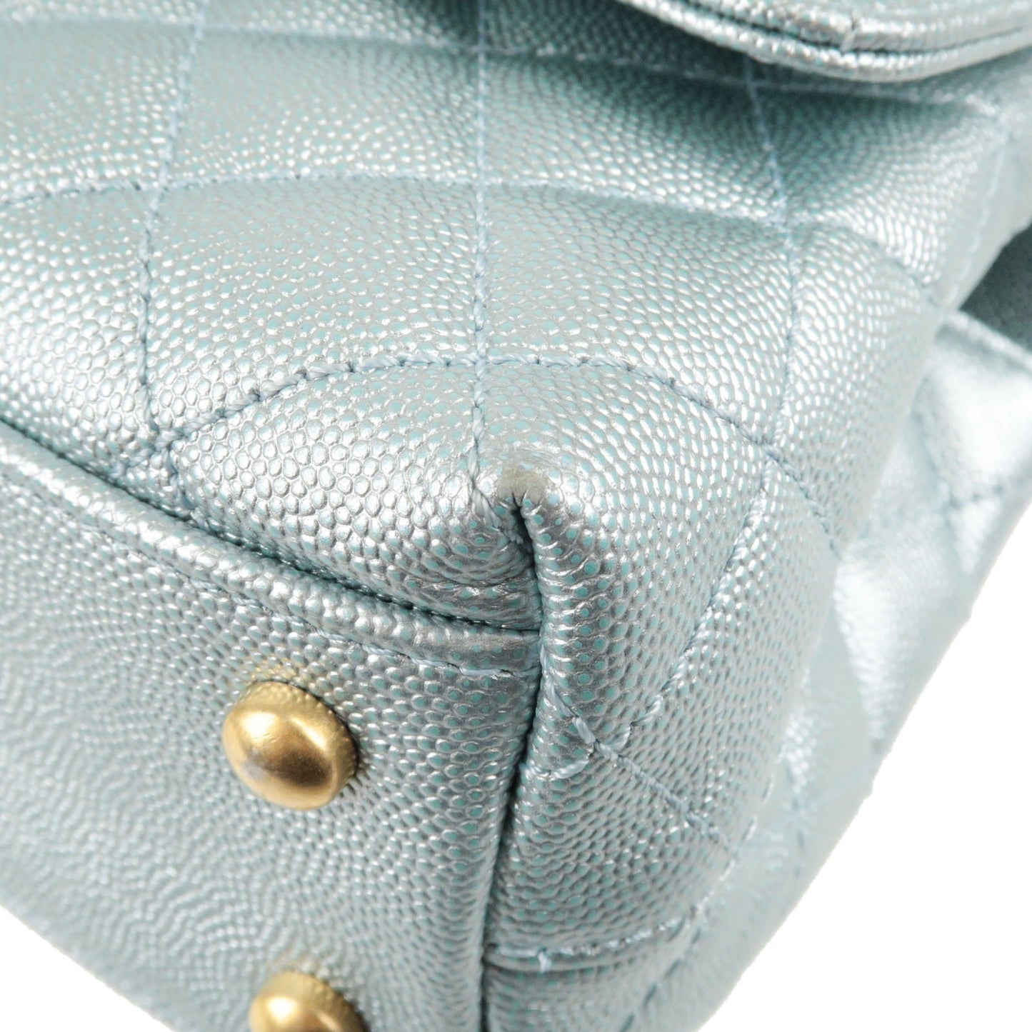 CHANEL Matrasse Caviar Skin COCO Handle 2Way Bag Light Blue A92990