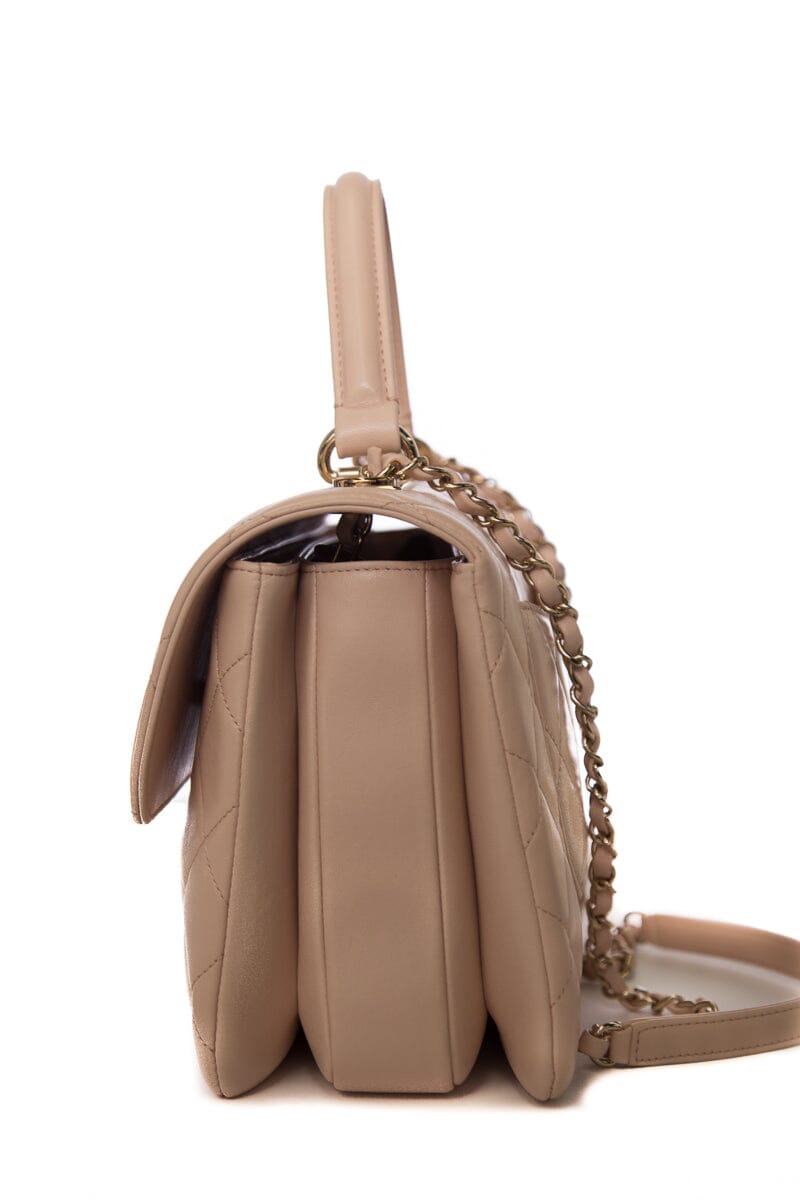 Chanel Blush Lambskin "Trendy" Handbag W/ Gold HW