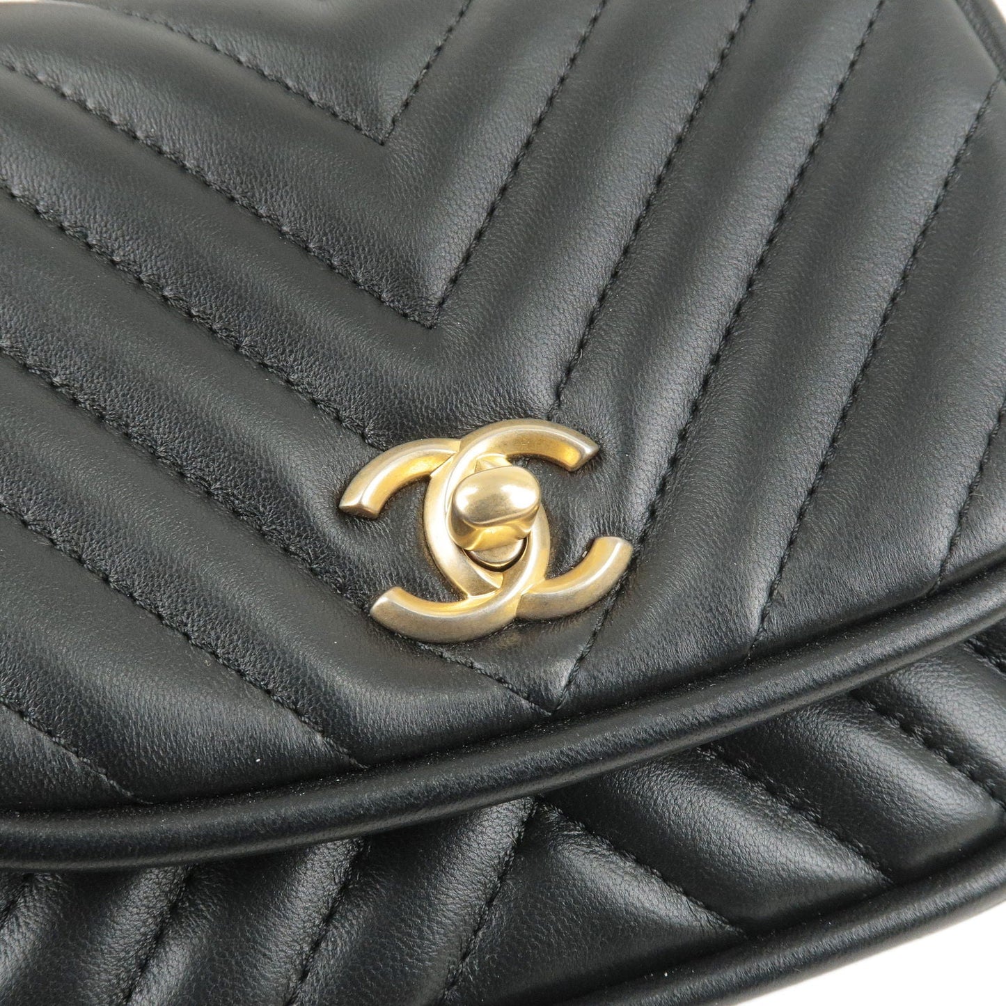 CHANEL V Stitch Lamb Skin 2Way Chain Shoulder Bag Black