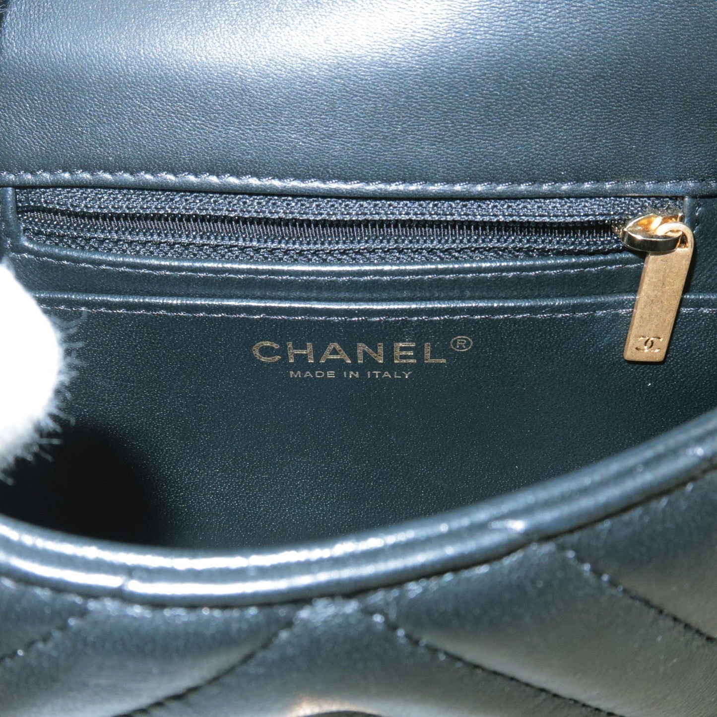 CHANEL V Stitch Lamb Skin 2Way Chain Shoulder Bag Black
