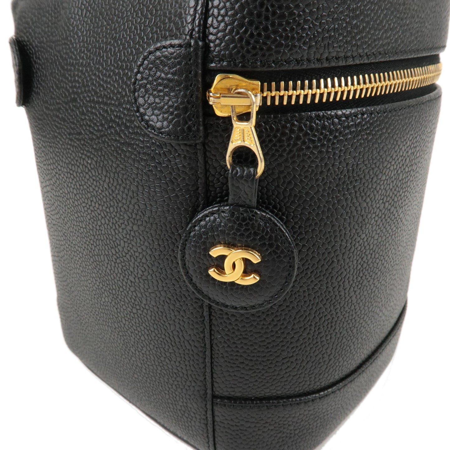 CHANEL Caviar Skin Vanity Bag Hand Bag Black A01998