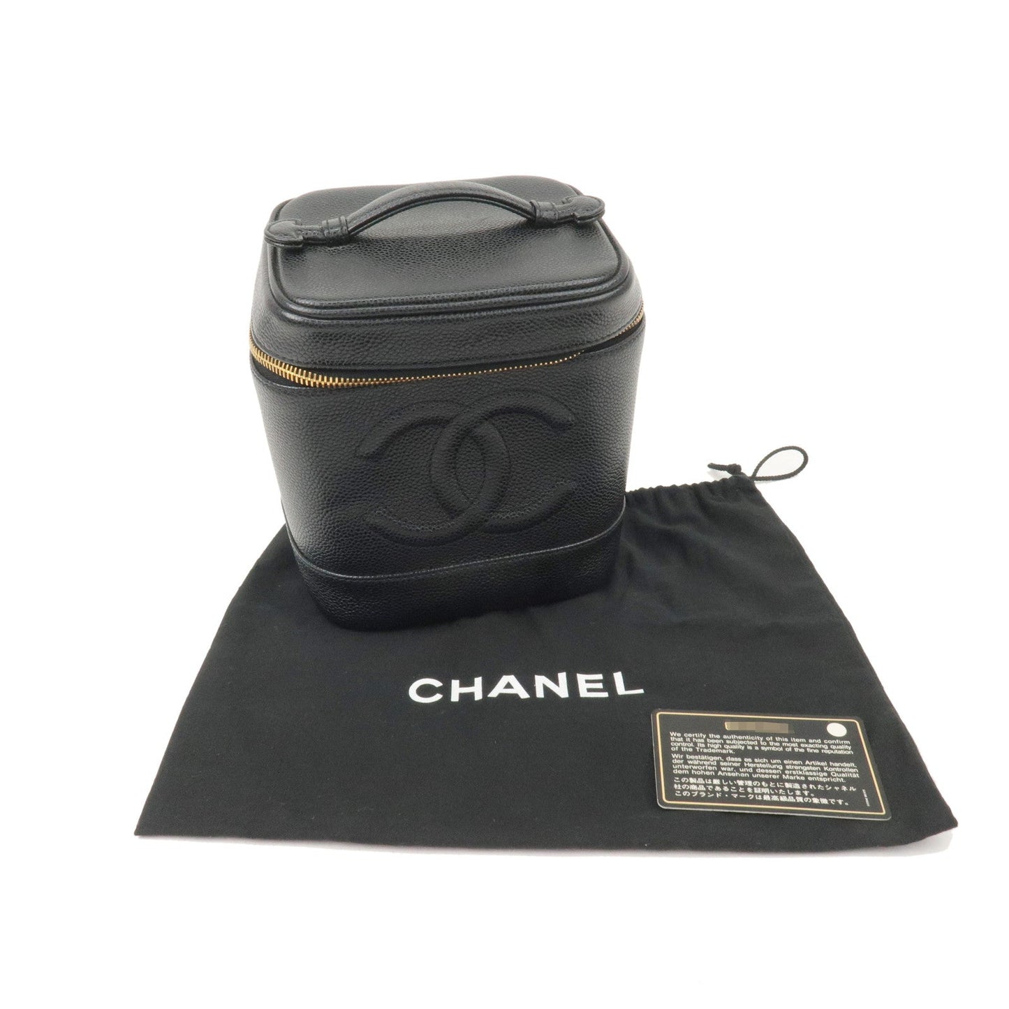CHANEL Caviar Skin Vanity Bag Hand Bag Cosmetic Bag Black A01998