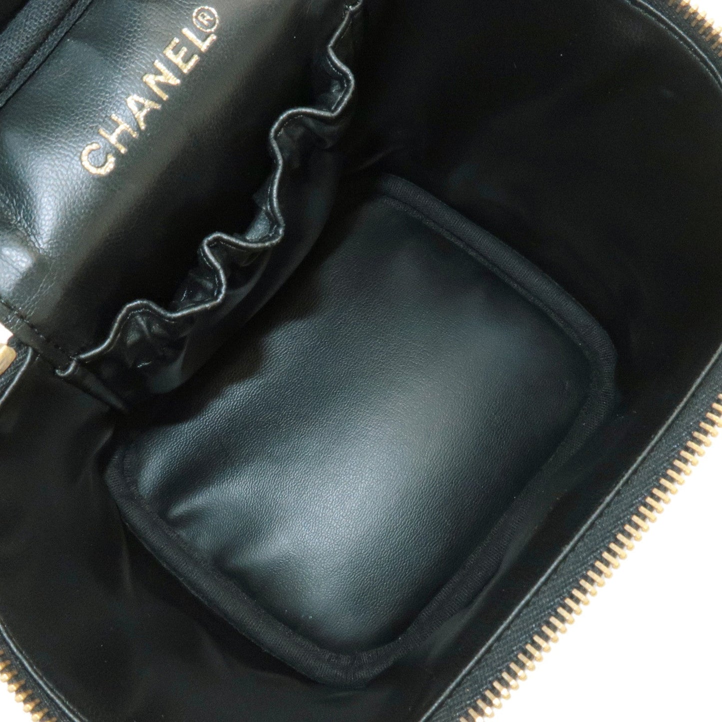 CHANEL Caviar Skin Vanity Bag Hand Bag Cosmetic Bag Black A01998