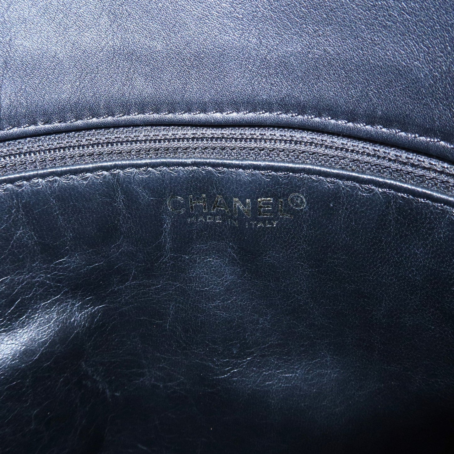 CHANEL Chocolate Bar Lamb Skin Chain Tote Bag Black