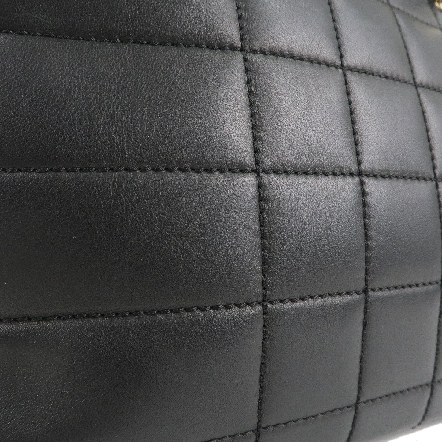 CHANEL Chocolate Bar Lamb Skin Chain Tote Bag Black