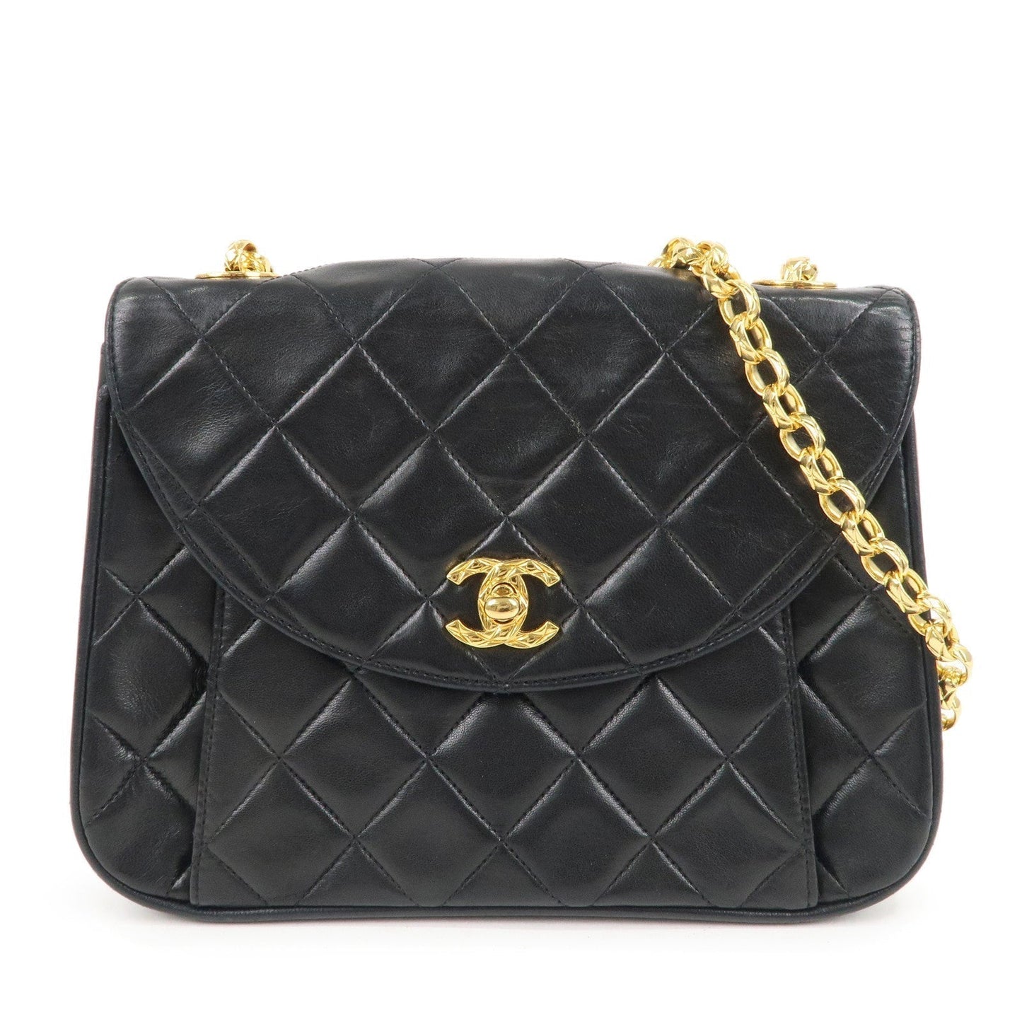 CHANEL Matelasse Lamb Skin Bijoux Chain Shoulder Bag Black