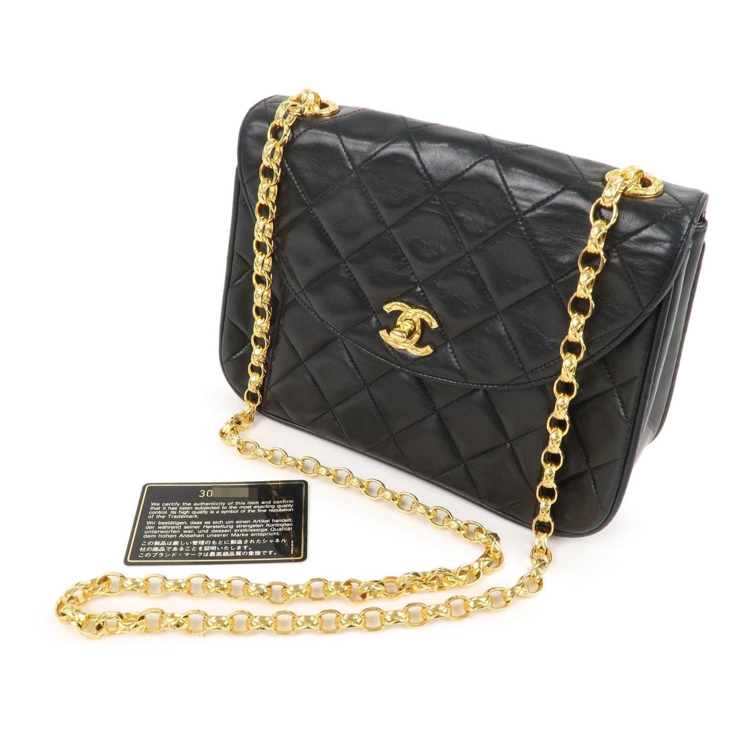 CHANEL Matelasse Lamb Skin Bijoux Chain Shoulder Bag Black