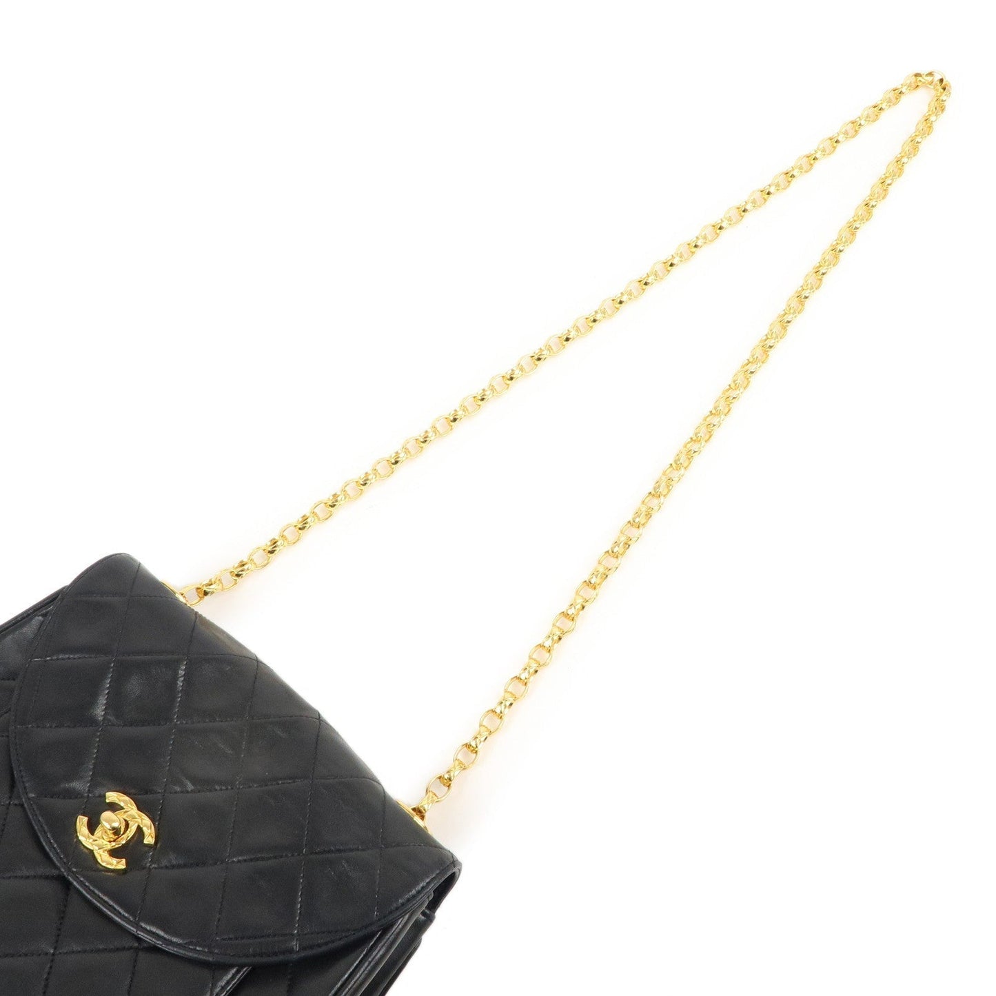 CHANEL Matelasse Lamb Skin Bijoux Chain Shoulder Bag Black
