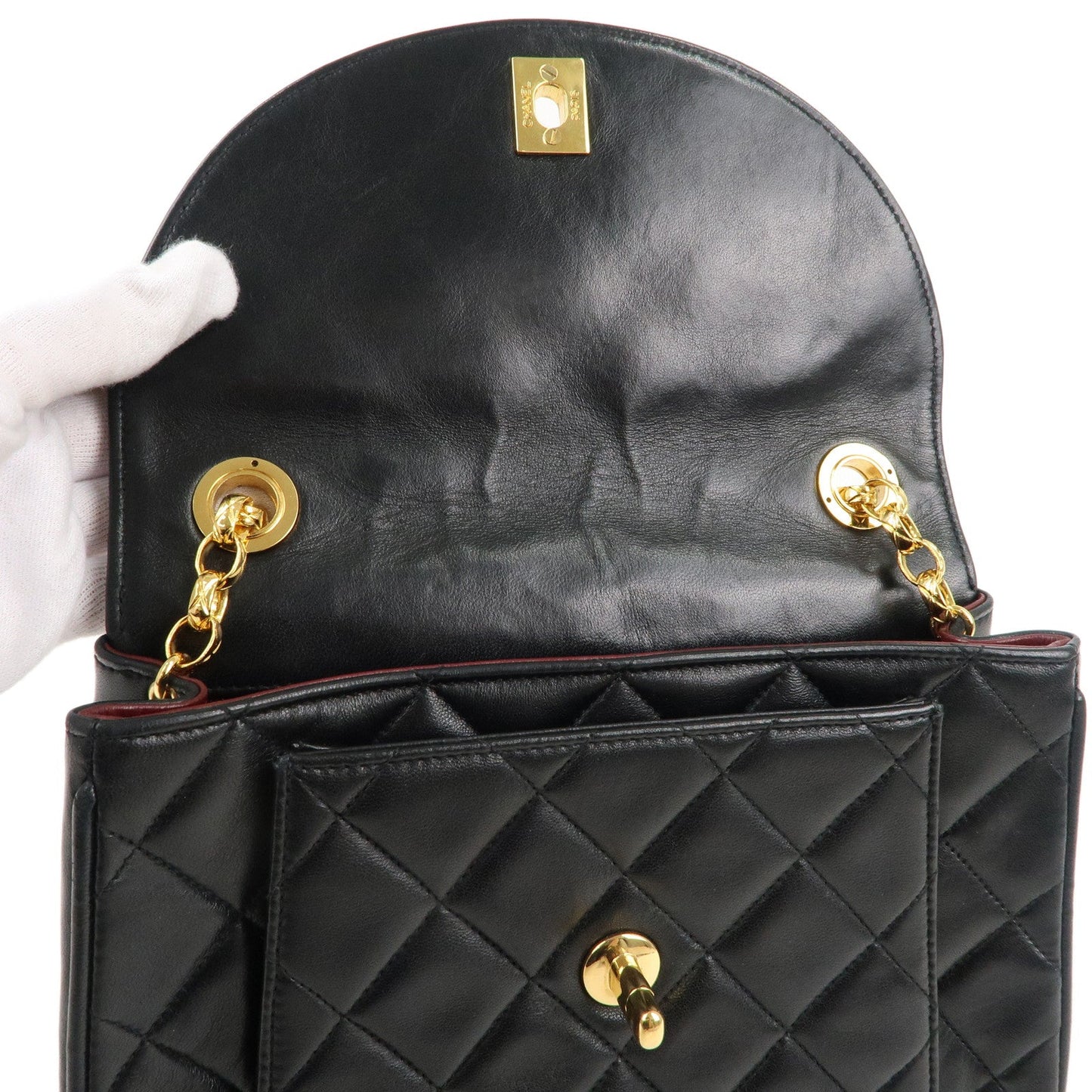 CHANEL Matelasse Lamb Skin Bijoux Chain Shoulder Bag Black