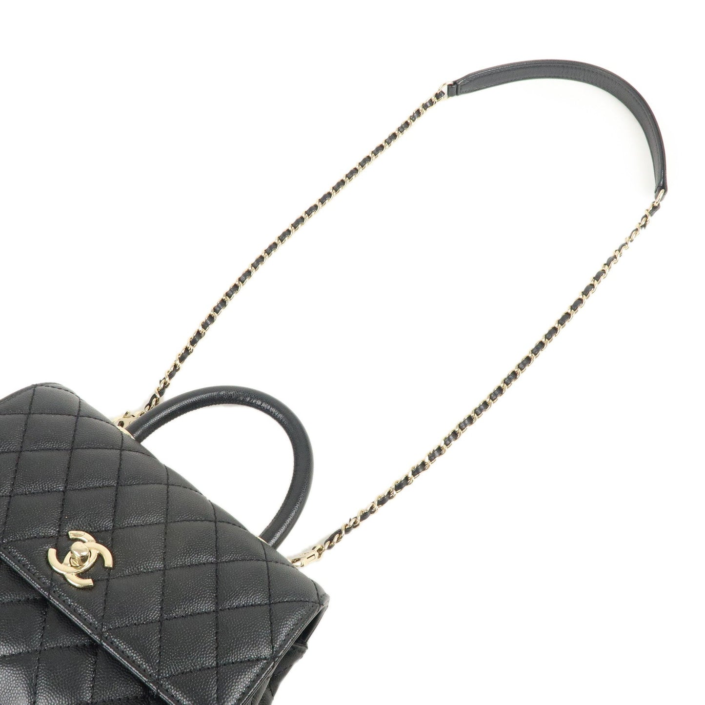 CHANEL Matelasse Caviar Skin COCO Handle 24 XS Bag Black A92990