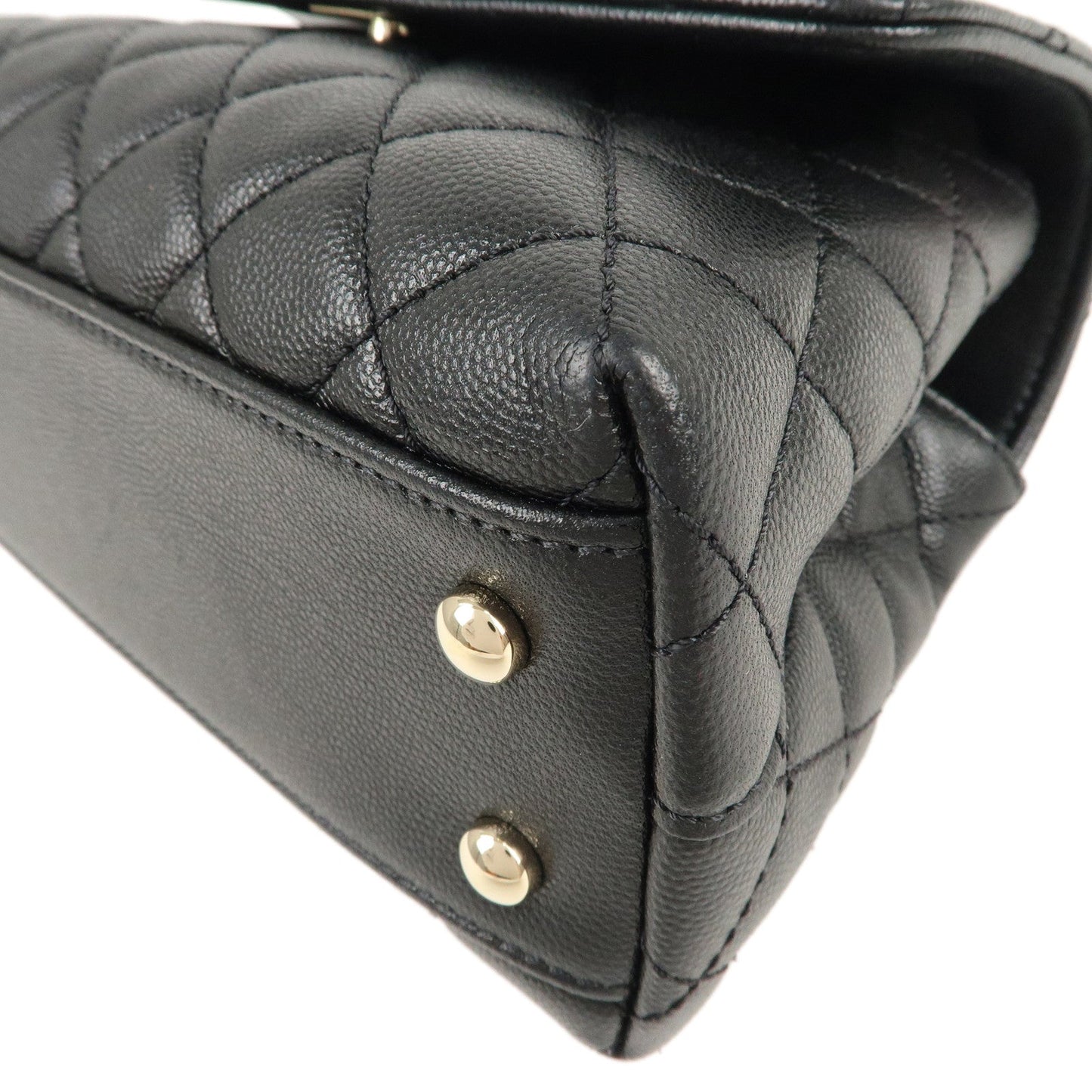 CHANEL Matelasse Caviar Skin COCO Handle 24 XS Bag Black A92990