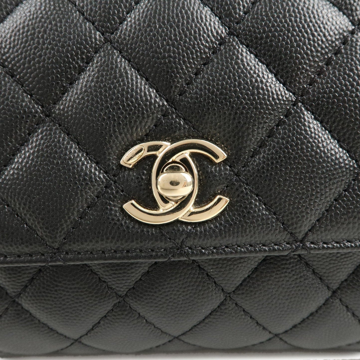 CHANEL Matelasse Caviar Skin COCO Handle 24 XS Bag Black A92990
