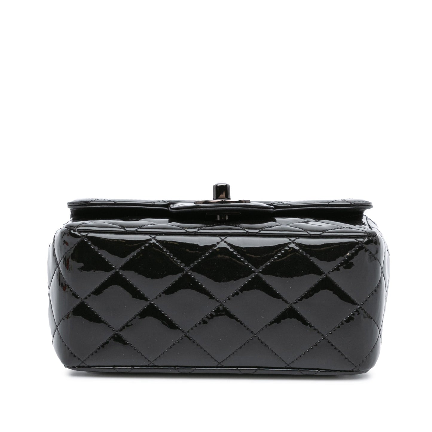 Black Chanel Mini Square Classic Patent So Black Single Flap Crossbody Bag